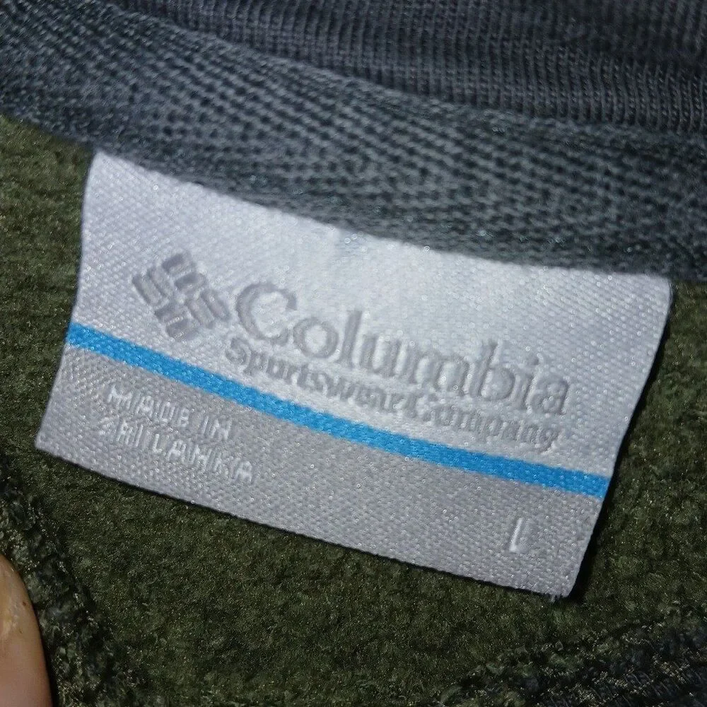 Men's Columbia Pullover Hooded Sweatshirt Large Green Gray Hoodie - Picture 4 of 6